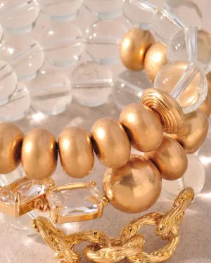 Bangled All Up Clear and Gold Bracelets