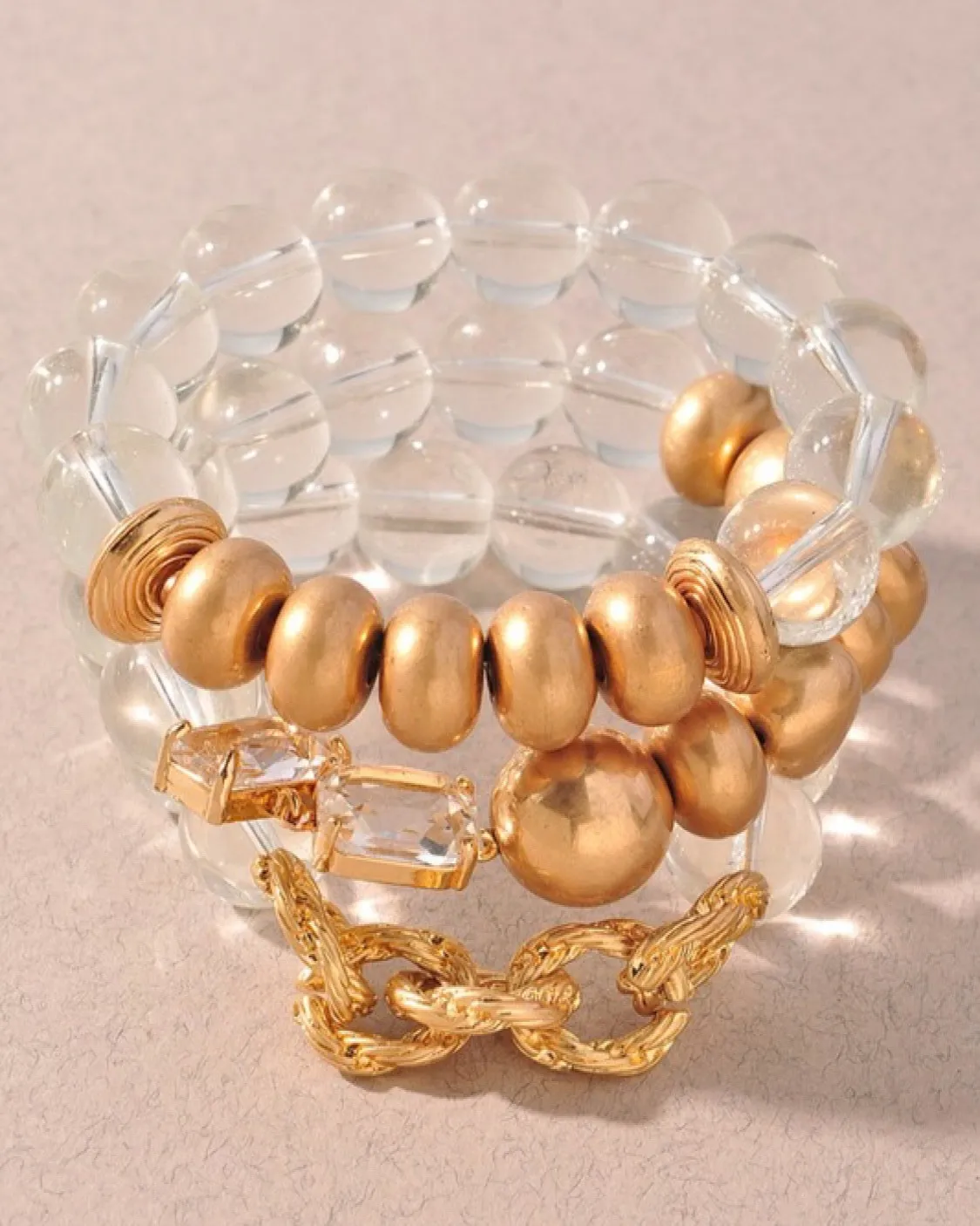 Bangled All Up Clear and Gold Bracelets