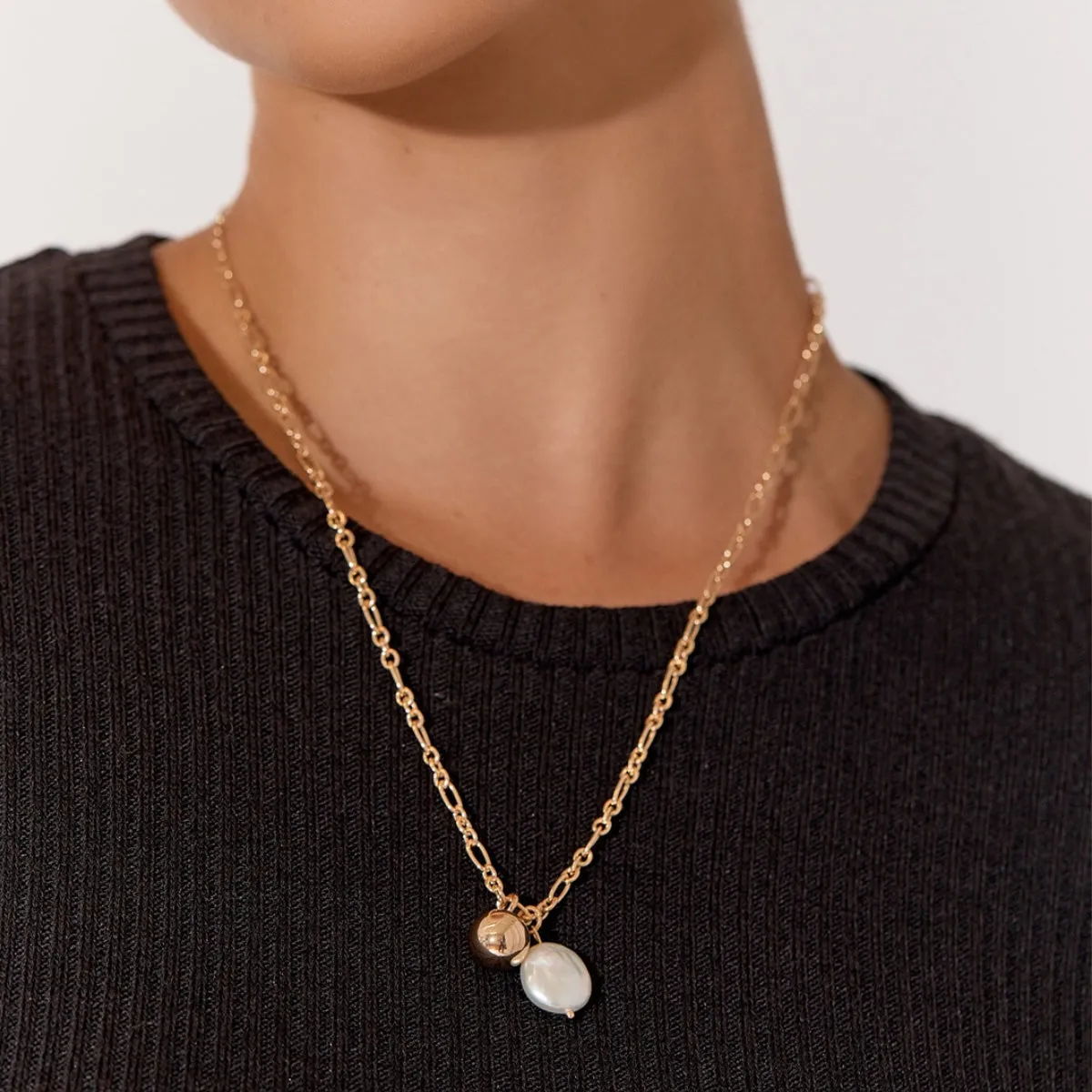 Baroque Pearl Drop Necklace (Silver)