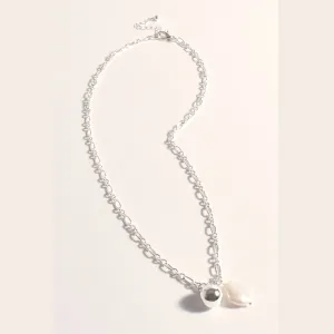 Baroque Pearl Drop Necklace (Silver)