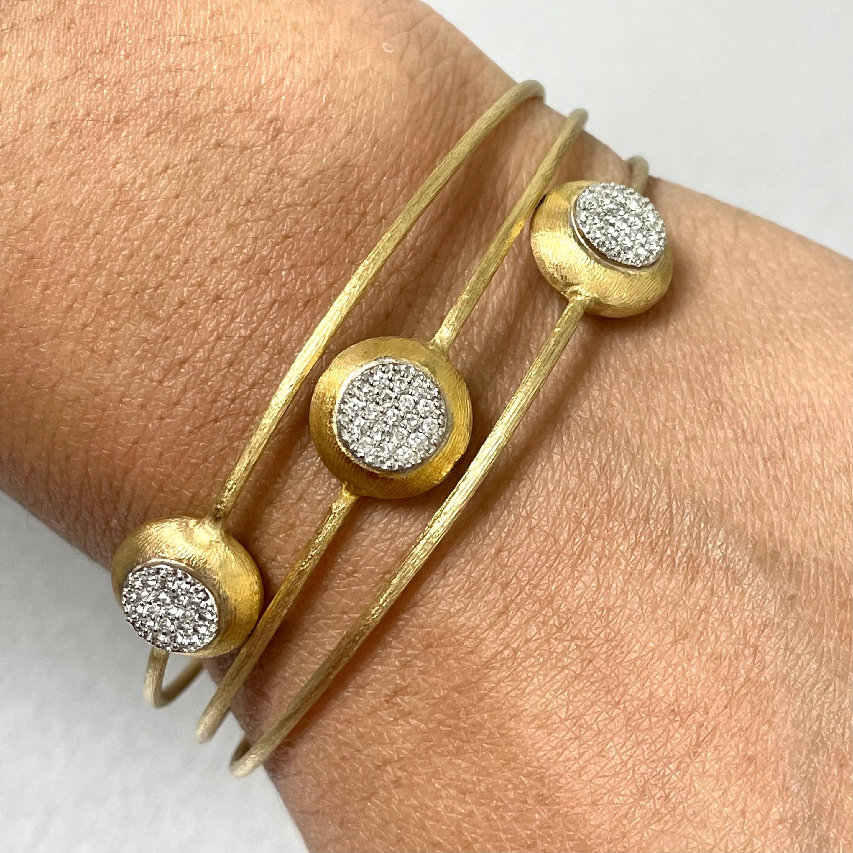 Beauvince Trinity Satin Diamond Bangle (0.43 ct Diamonds) in Yellow Gold
