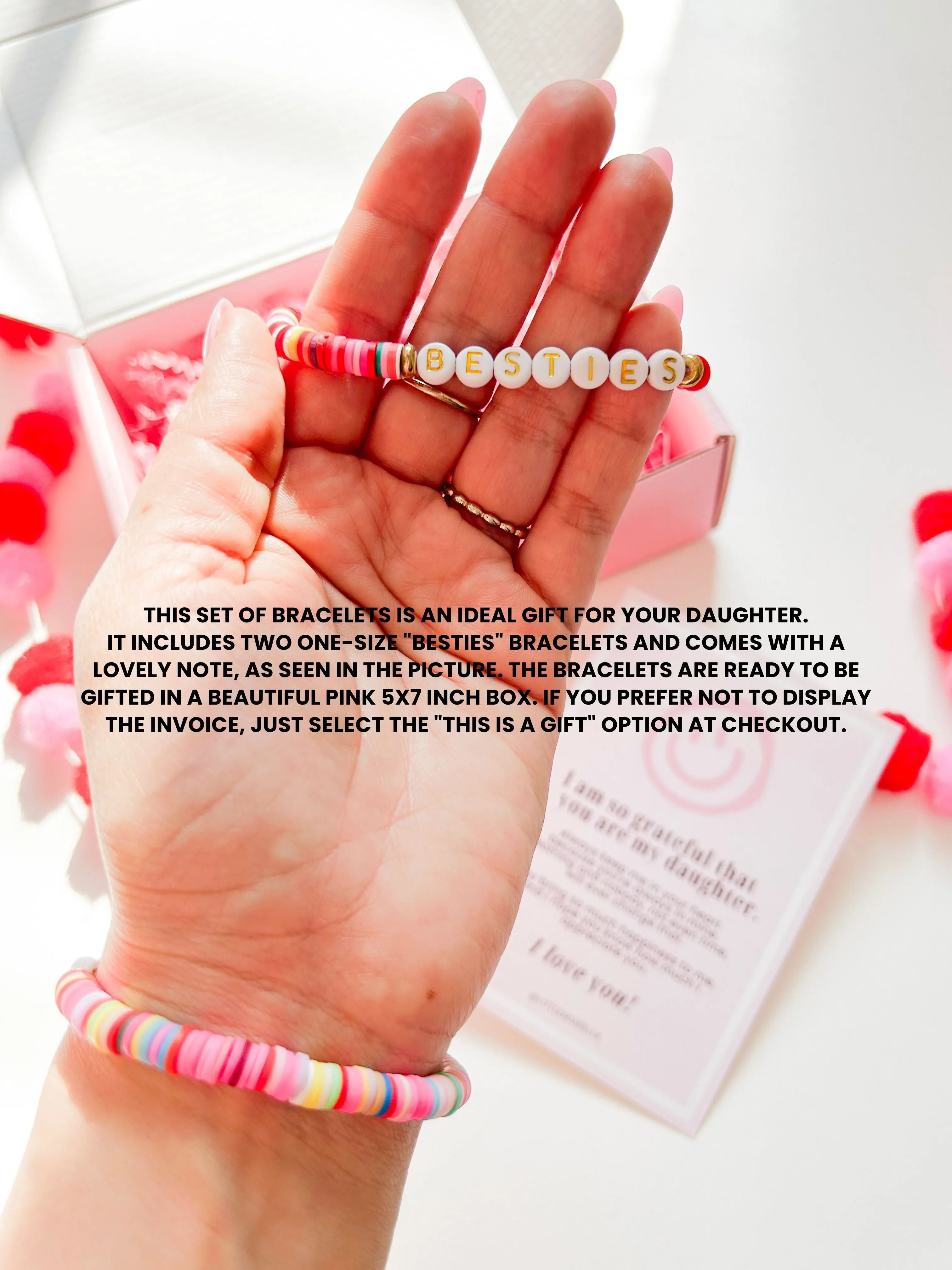 Besties Mommy and Me Bracelet set with Note, gifts for daughters from mothers
