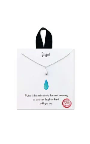 BJNA049RH Rhodium "Joyfull" Tear Drop Pendant Necklace