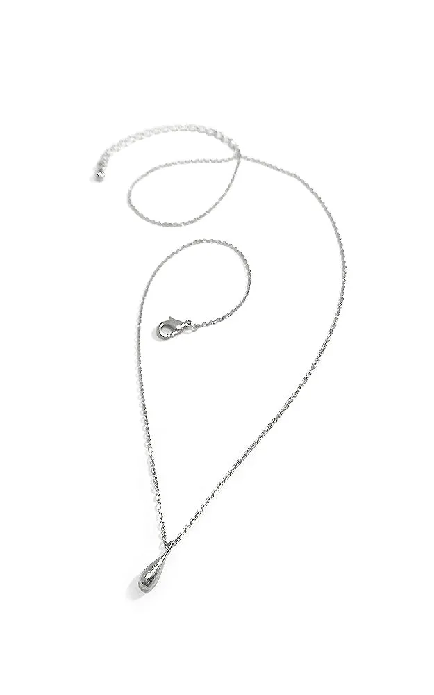 BJNA049RH Rhodium "Joyfull" Tear Drop Pendant Necklace