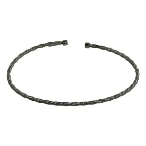 Black Rhodium Plated 925 Sterling Silver Twisted Thin Rope Bangles - ARB00034BLK
