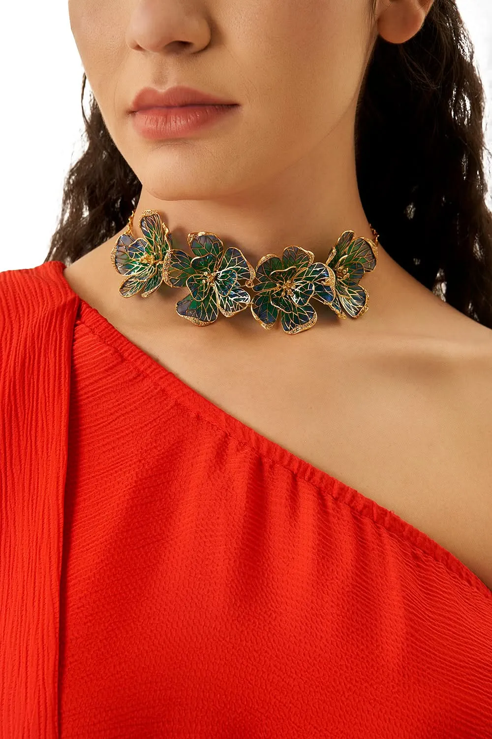 Blue Fiore Floral Choker