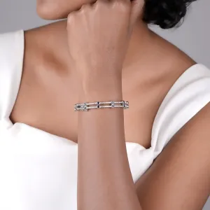 Blue Stone Silver Swarovski Bangles - 930 Recycled Silver