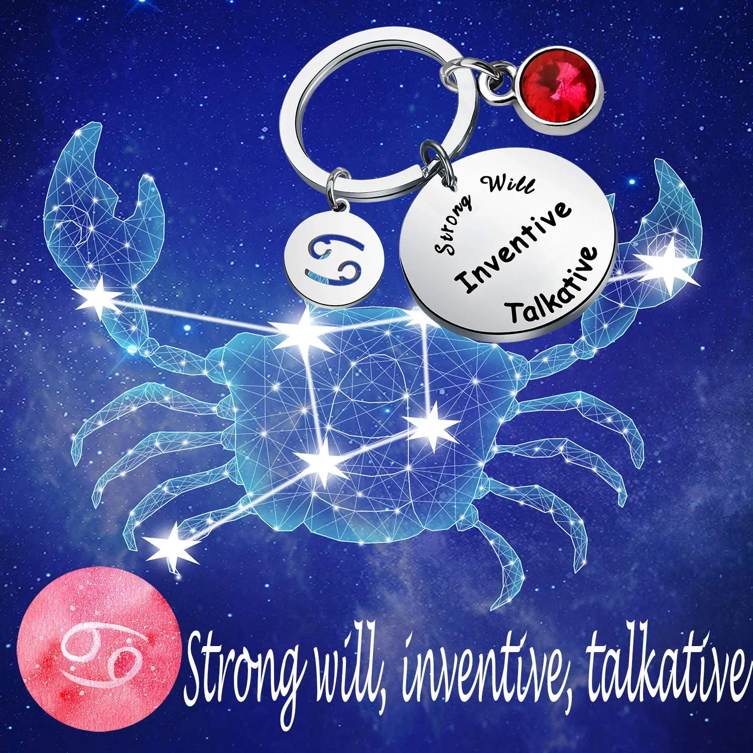 bobauna 12 Zodiac Constellation Keychain Birthstone Astrology Horoscope JewelryBirthday Gift Gift for Family Friend inventive talkative keychain