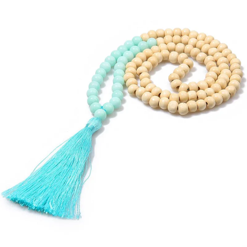 Bohemian Fashion Long Beaded Statement Necklace with Chic Tassel