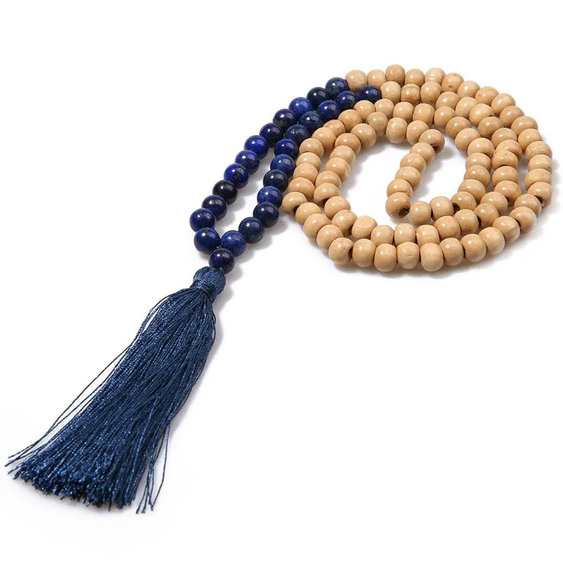 Bohemian Fashion Long Beaded Statement Necklace with Chic Tassel