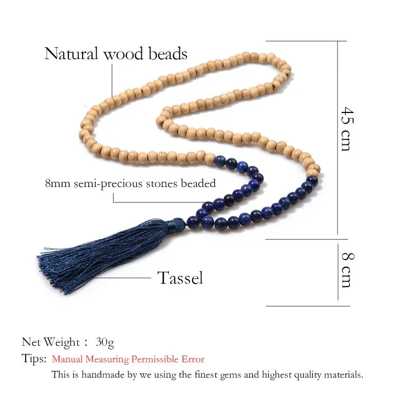 Bohemian Fashion Long Beaded Statement Necklace with Chic Tassel