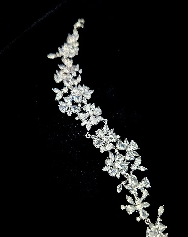 Bridal and wedding bracelet- delicate crystal flower - Sakura by Stephanie Browne