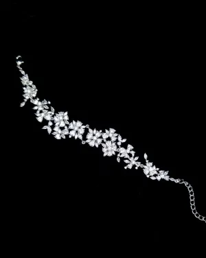 Bridal and wedding bracelet- delicate crystal flower - Sakura by Stephanie Browne
