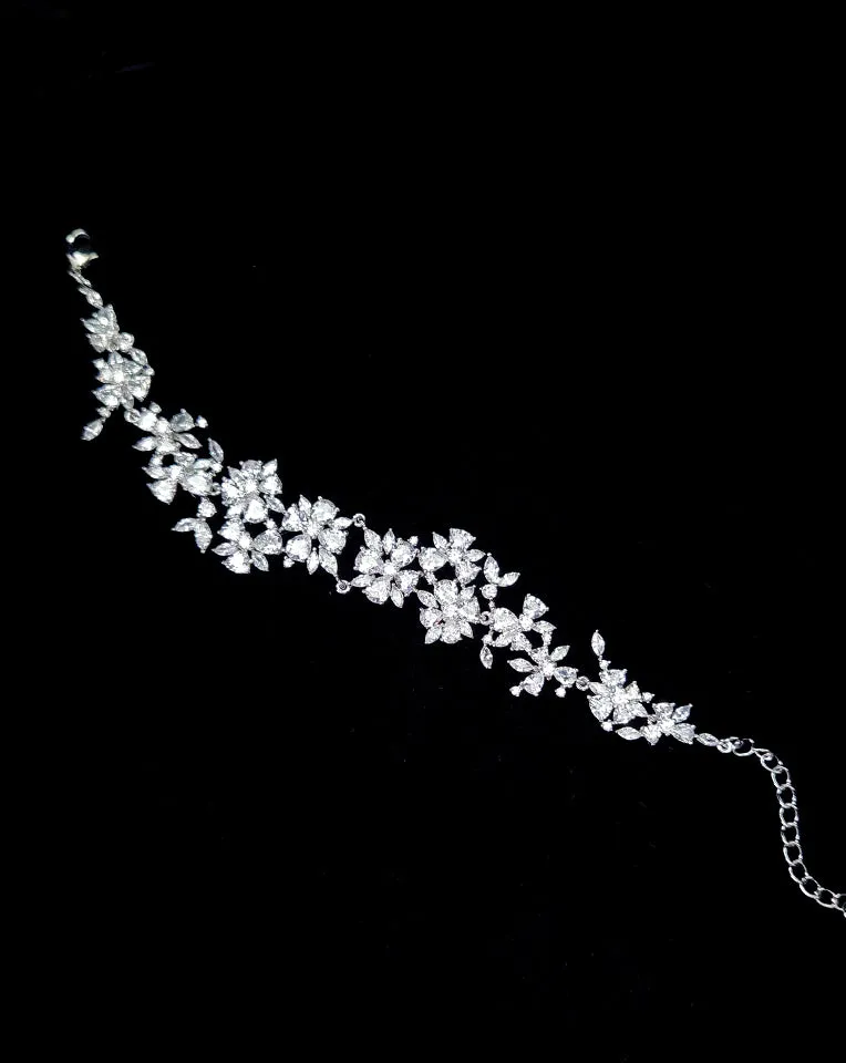 Bridal and wedding bracelet- delicate crystal flower - Sakura by Stephanie Browne