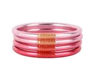 BuDhaGirl Carousel Pink All Weather Bangles® (AWB®) - Serenity Prayer - Set of 4