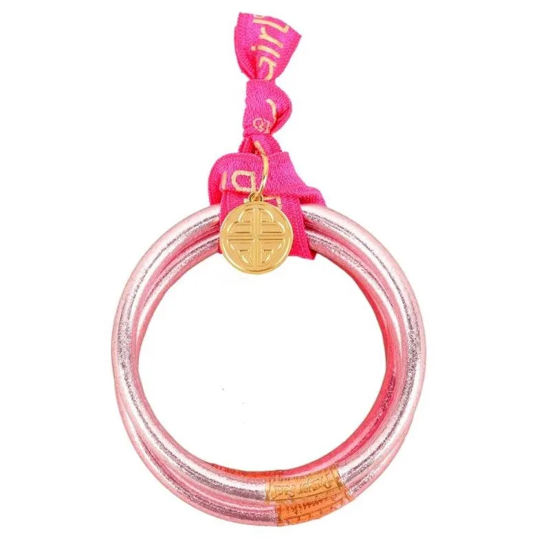 BuDhaGirl Carousel Pink All Weather Bangles® (AWB®) - Serenity Prayer - Set of 4