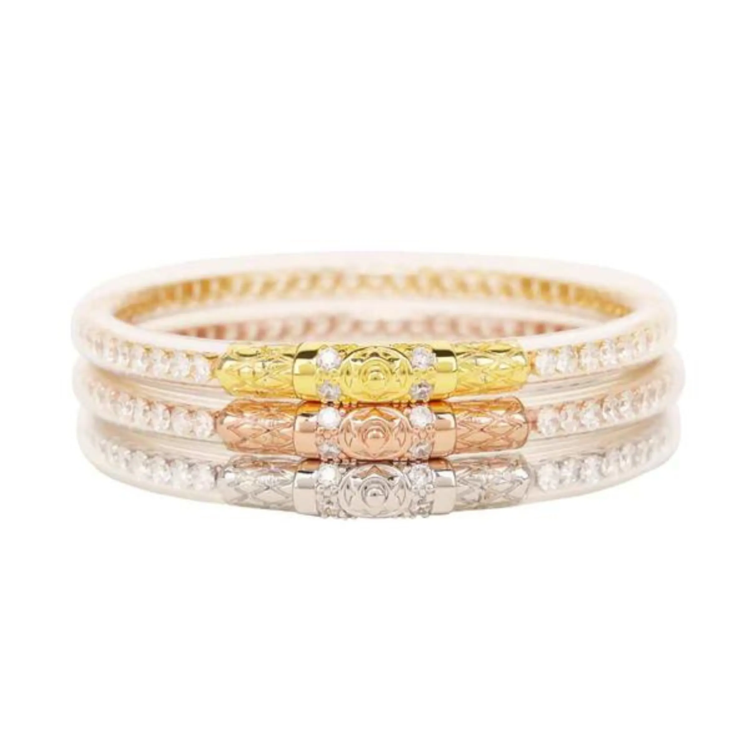 BuDhaGirl | Set of Three | Three Queens All Weather Bangles in Clear Crystal