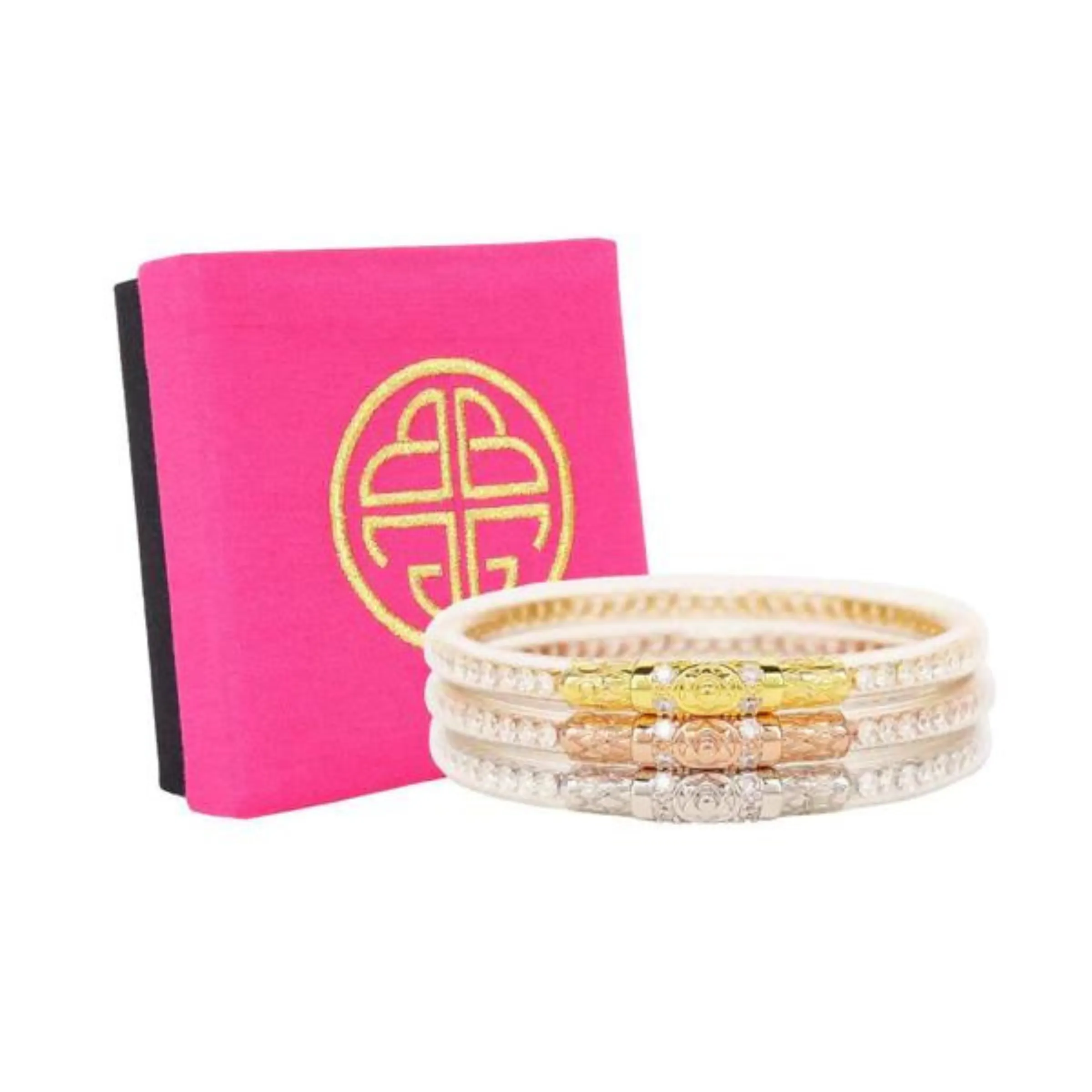 BuDhaGirl | Set of Three | Three Queens All Weather Bangles in Clear Crystal