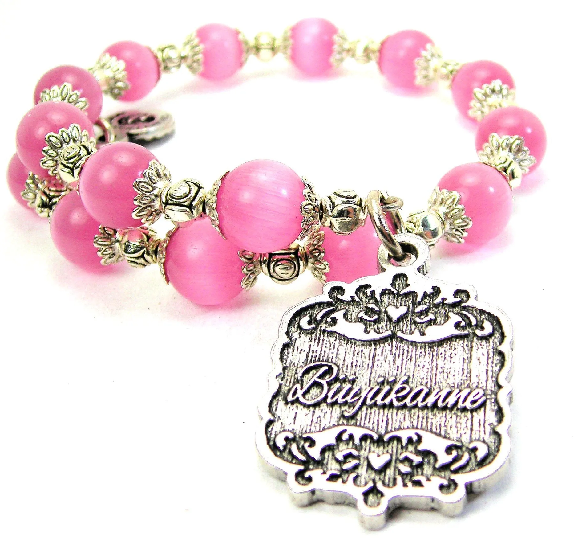 Buyukanne Victorian Scroll Cat's Eye Beaded Wrap Bracelet
