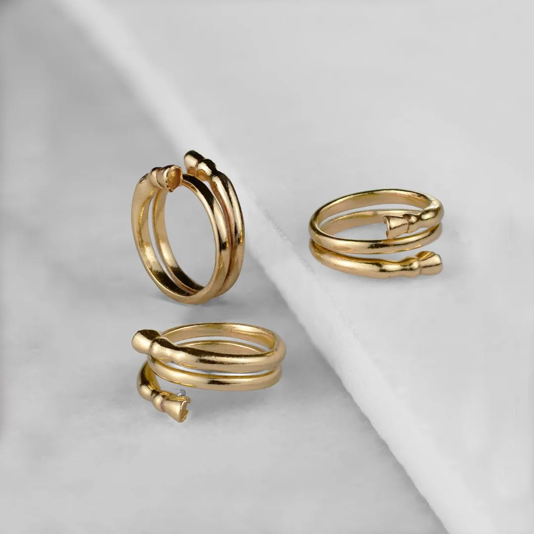 Cavallo - Stylized Authentic Horse Hoofs and Horseshoe Design 14K Gold on Sterling Silver Ring