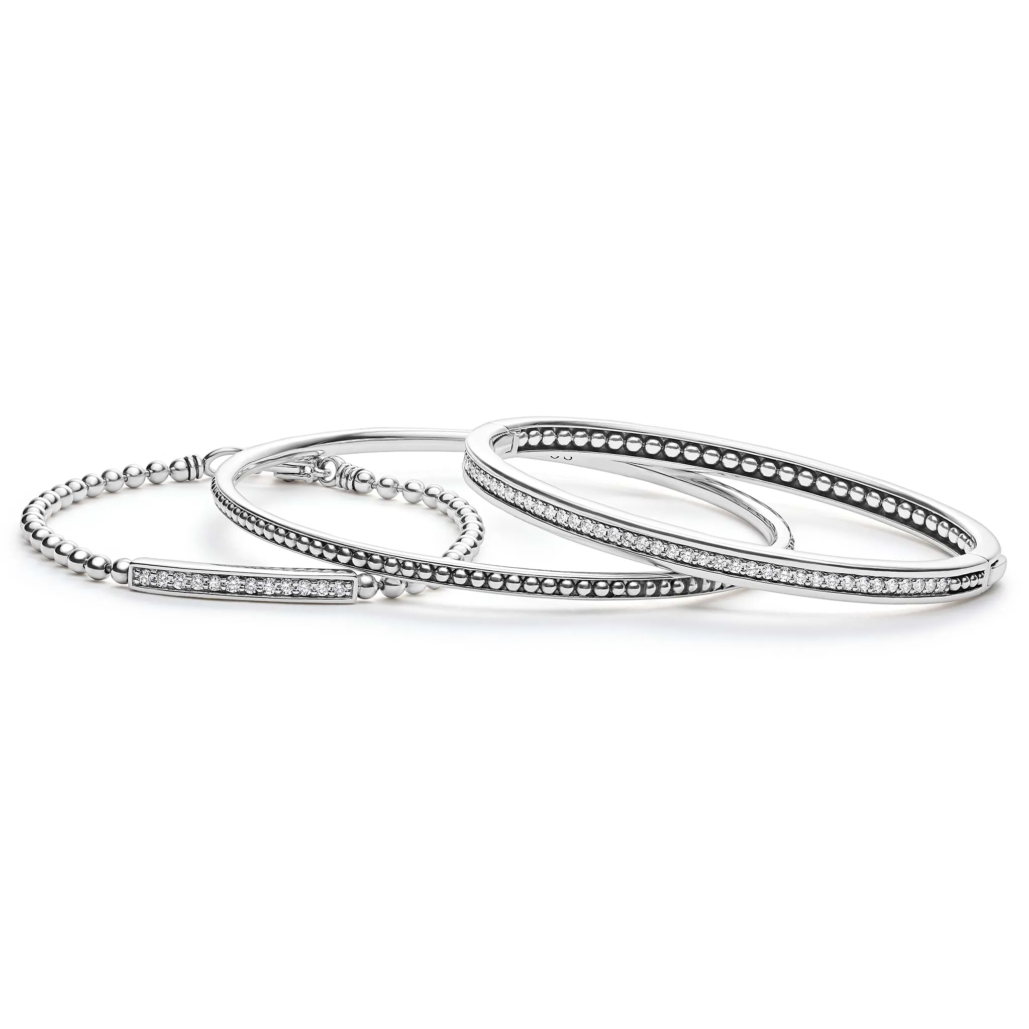 Caviar Spark Silver and Diamond Bangle Gift Set