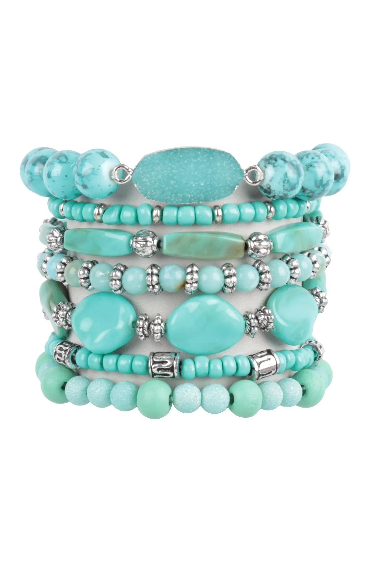 CHARM MIX BEADS DRUZY VERSATILE BRACELET SET