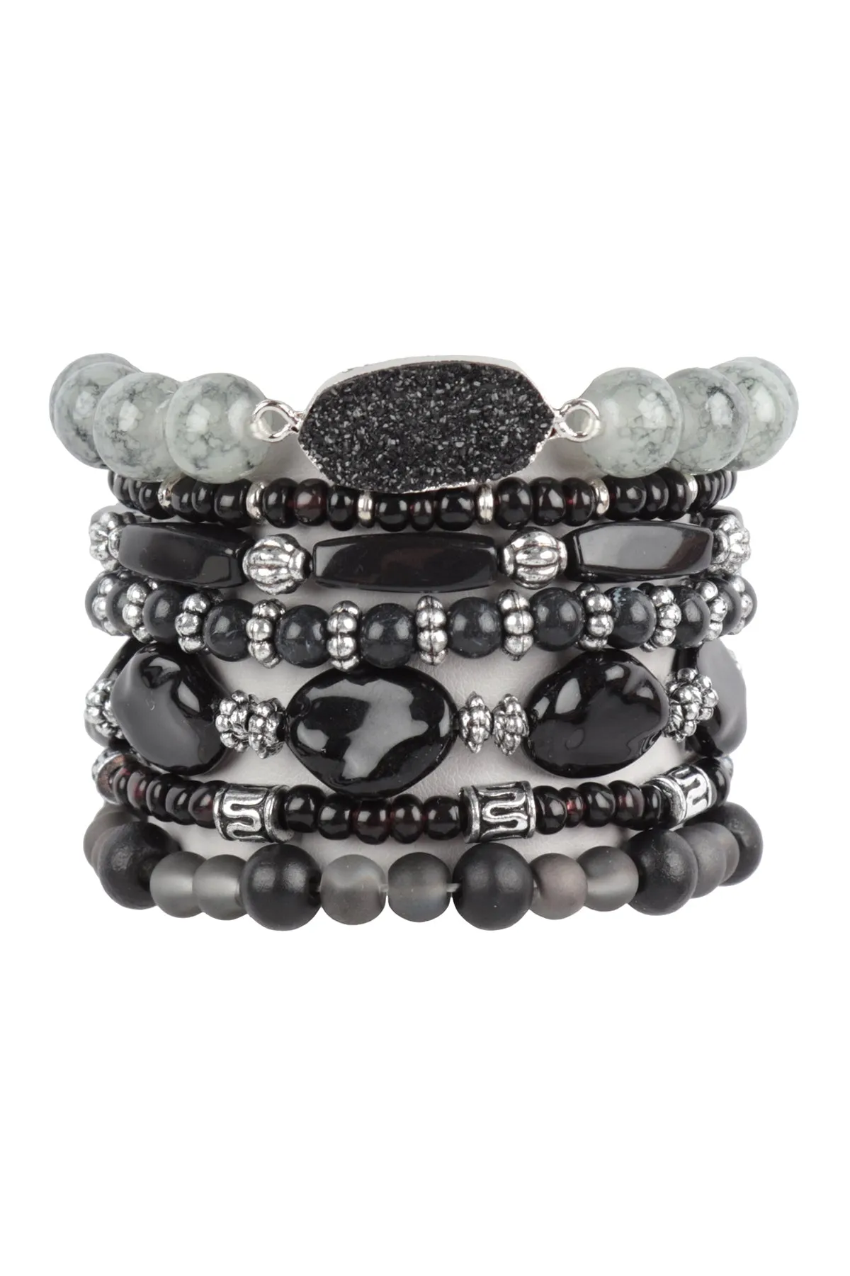 CHARM MIX BEADS DRUZY VERSATILE BRACELET SET