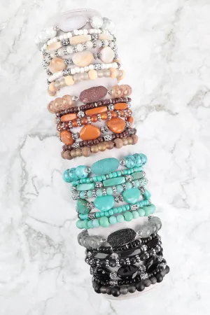 CHARM MIX BEADS DRUZY VERSATILE BRACELET SET