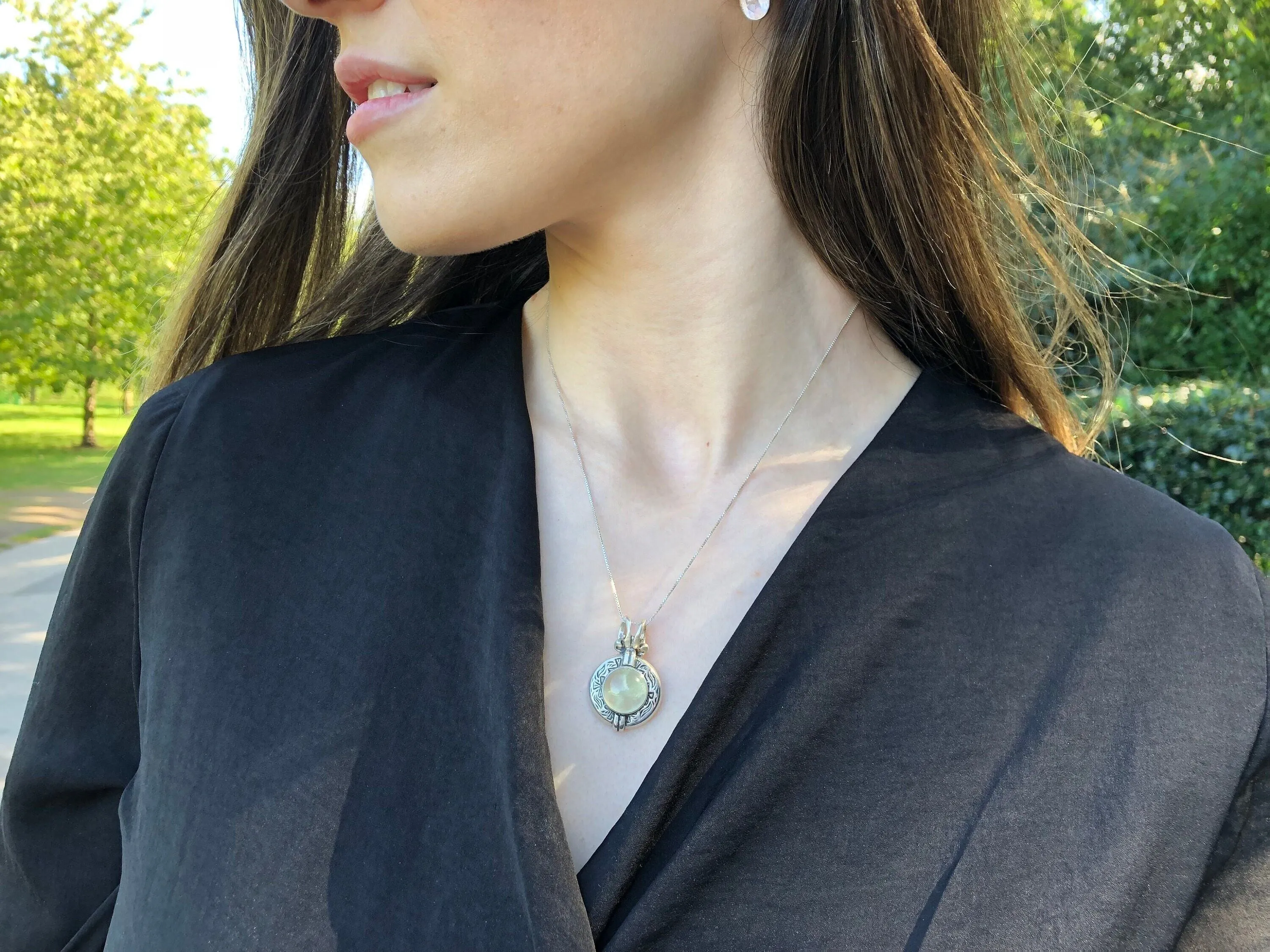 Charoite Necklace - Large Egyptian Necklace - Purple Vintage Pendant