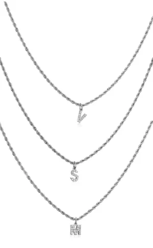 Children's Twisted Chain with Crystal Letter of the Alphabet Pendant Necklaces