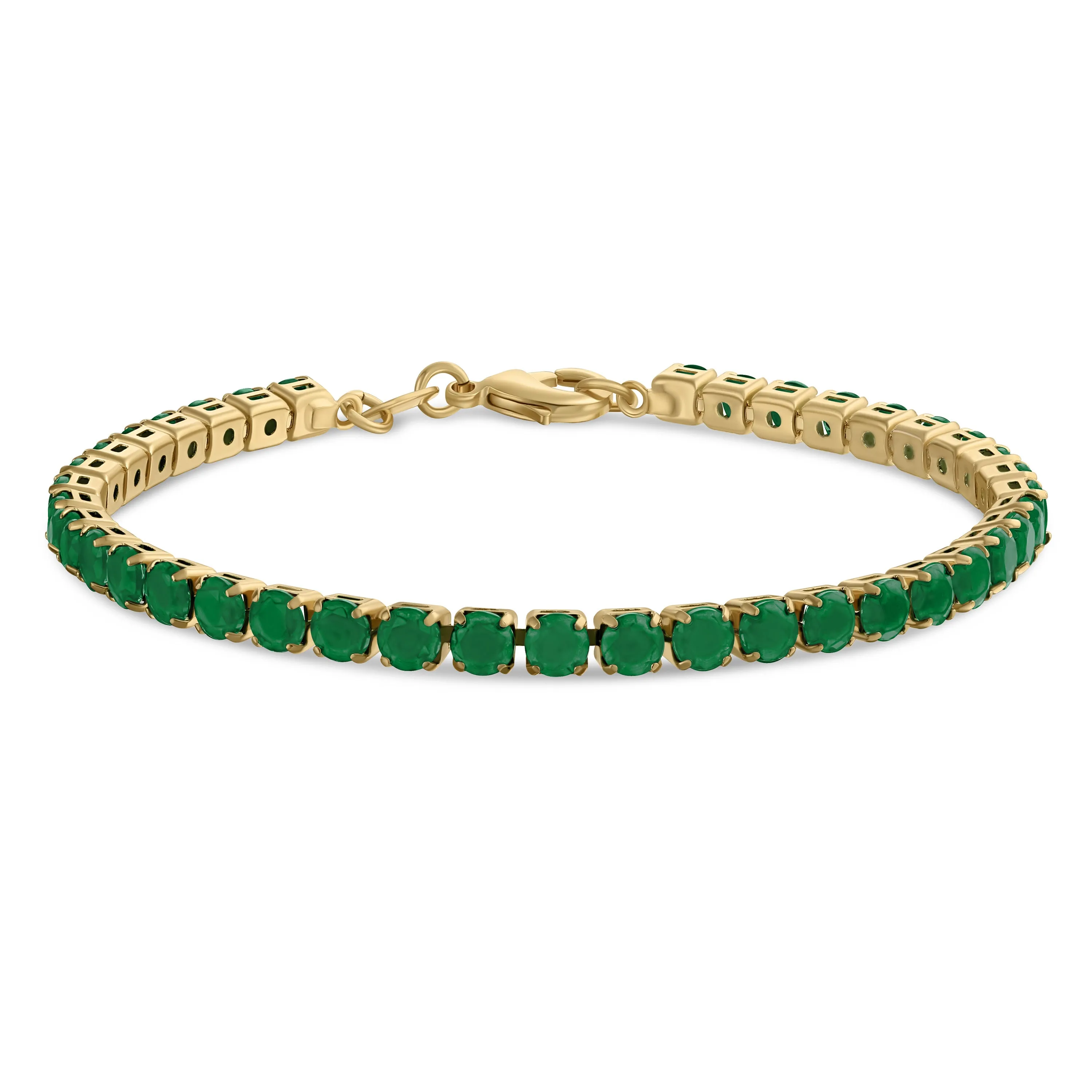 Classic 12CTW Blue CZ Tennis Bracelet 14K Gold Plated 7.5 Inch