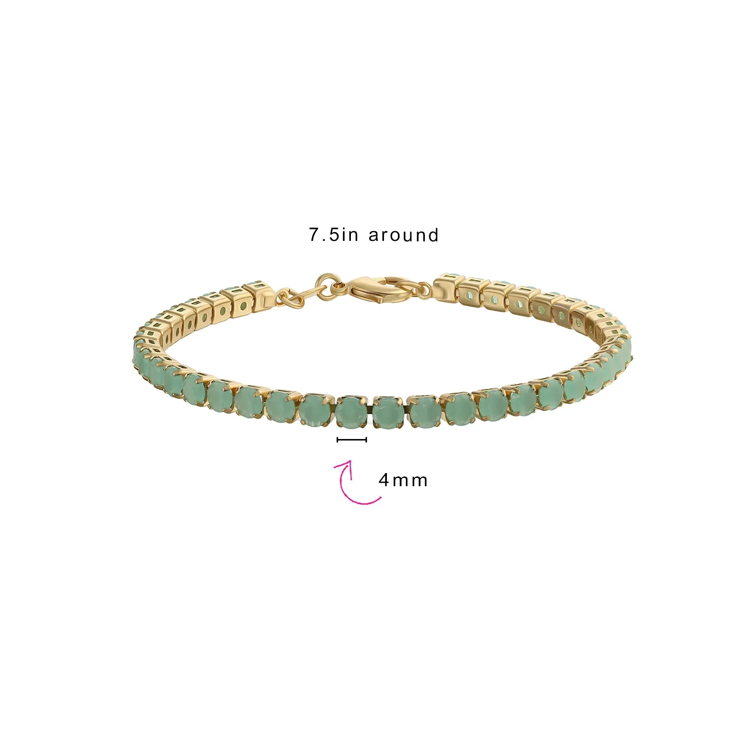 Classic 12CTW Blue CZ Tennis Bracelet 14K Gold Plated 7.5 Inch