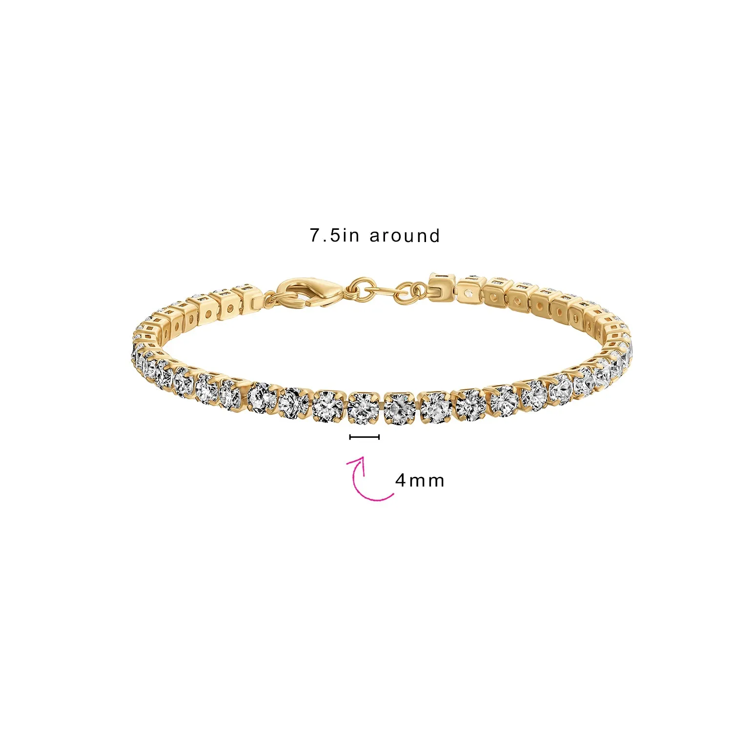 Classic 12CTW Blue CZ Tennis Bracelet 14K Gold Plated 7.5 Inch