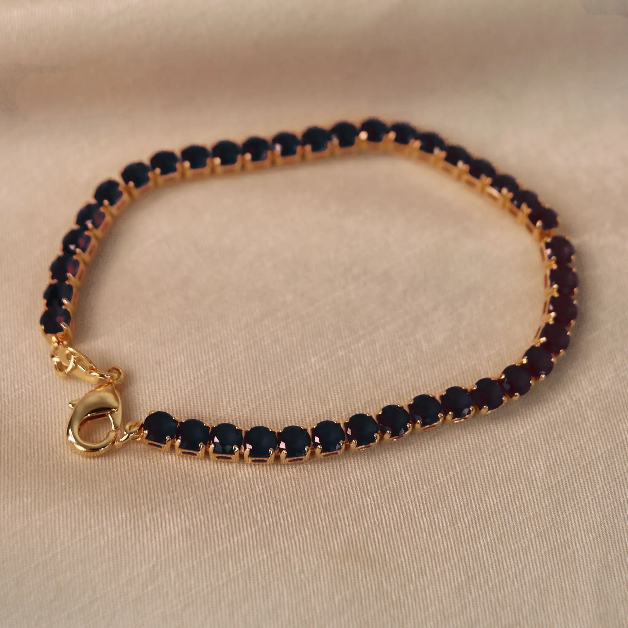 Classic 12CTW Blue CZ Tennis Bracelet 14K Gold Plated 7.5 Inch
