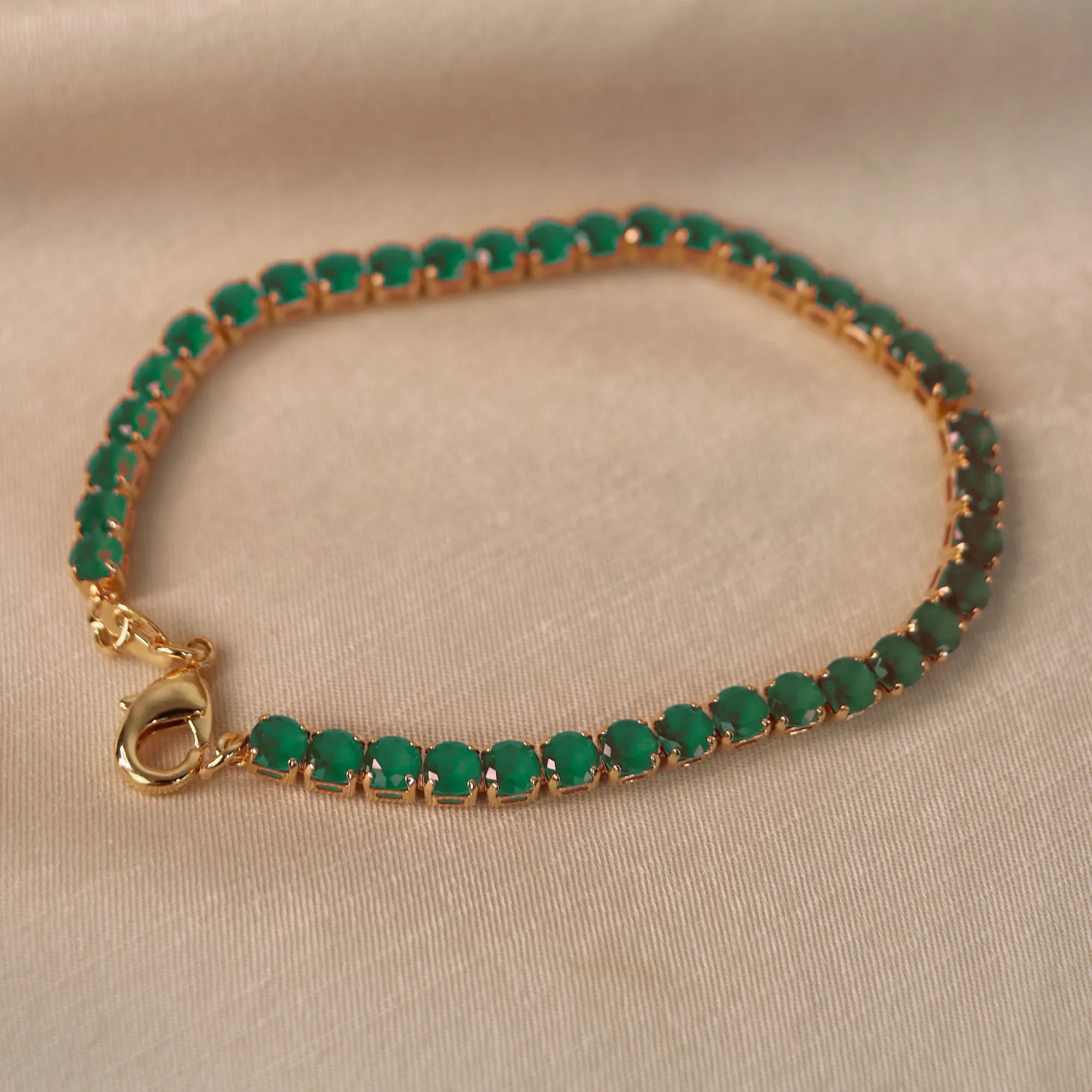 Classic 12CTW Blue CZ Tennis Bracelet 14K Gold Plated 7.5 Inch