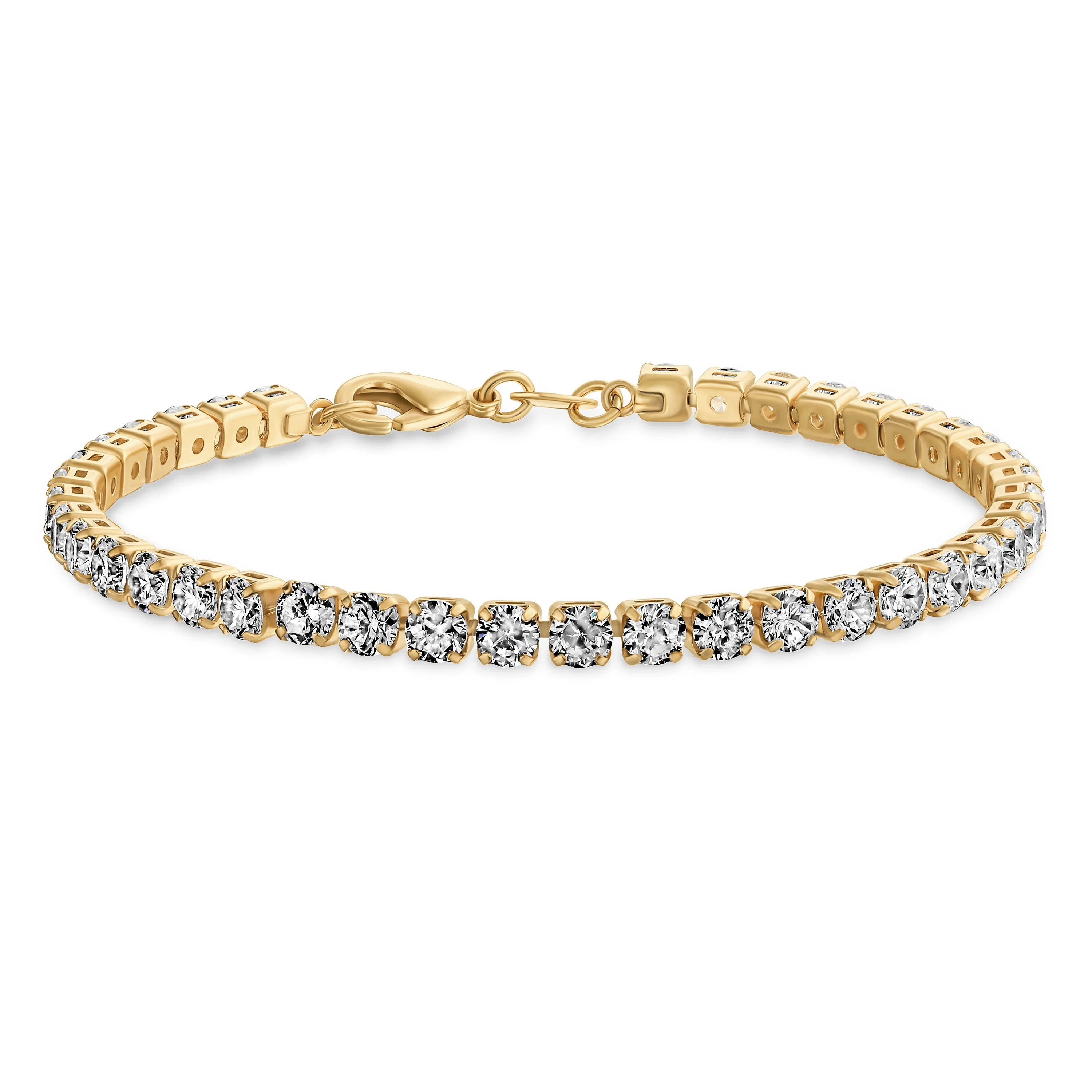 Classic 12CTW Blue CZ Tennis Bracelet 14K Gold Plated 7.5 Inch