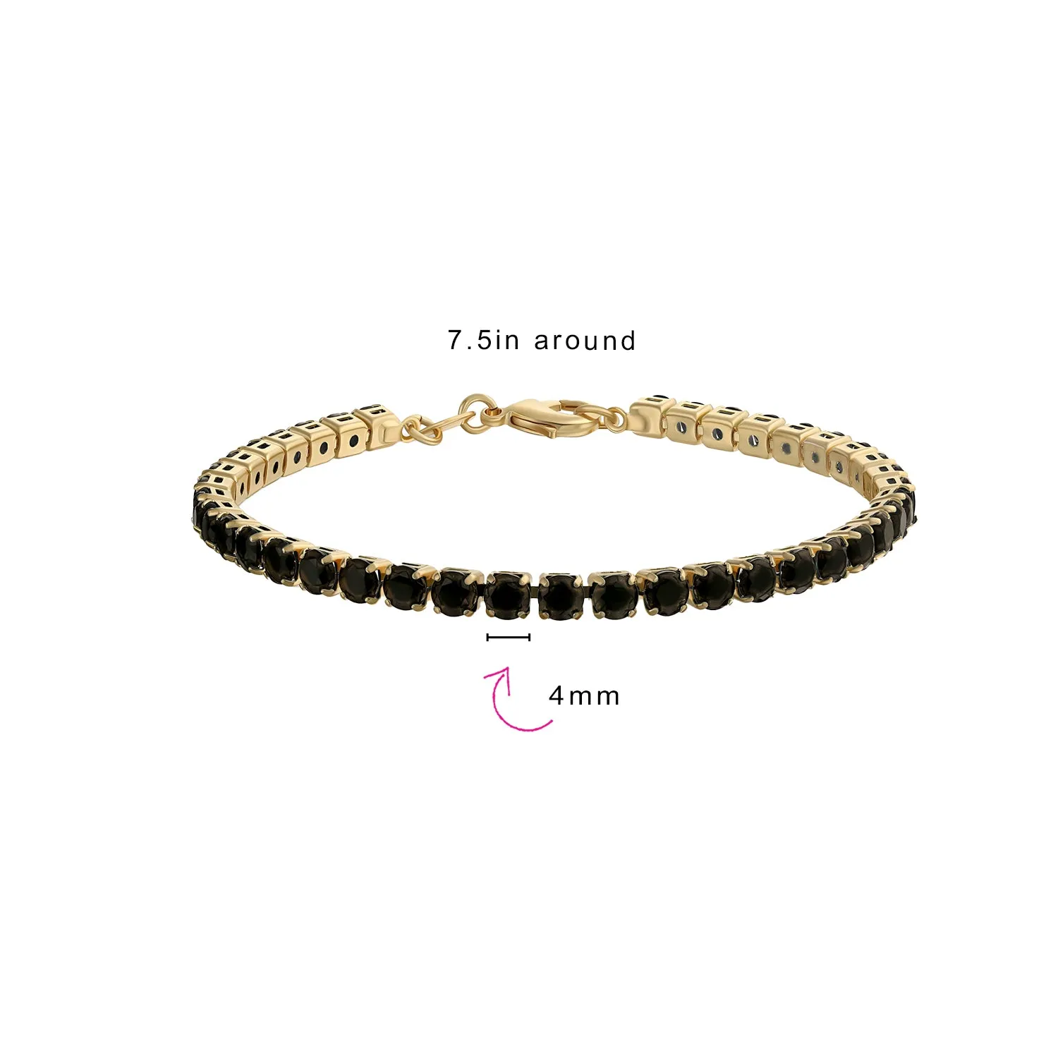 Classic 12CTW Blue CZ Tennis Bracelet 14K Gold Plated 7.5 Inch