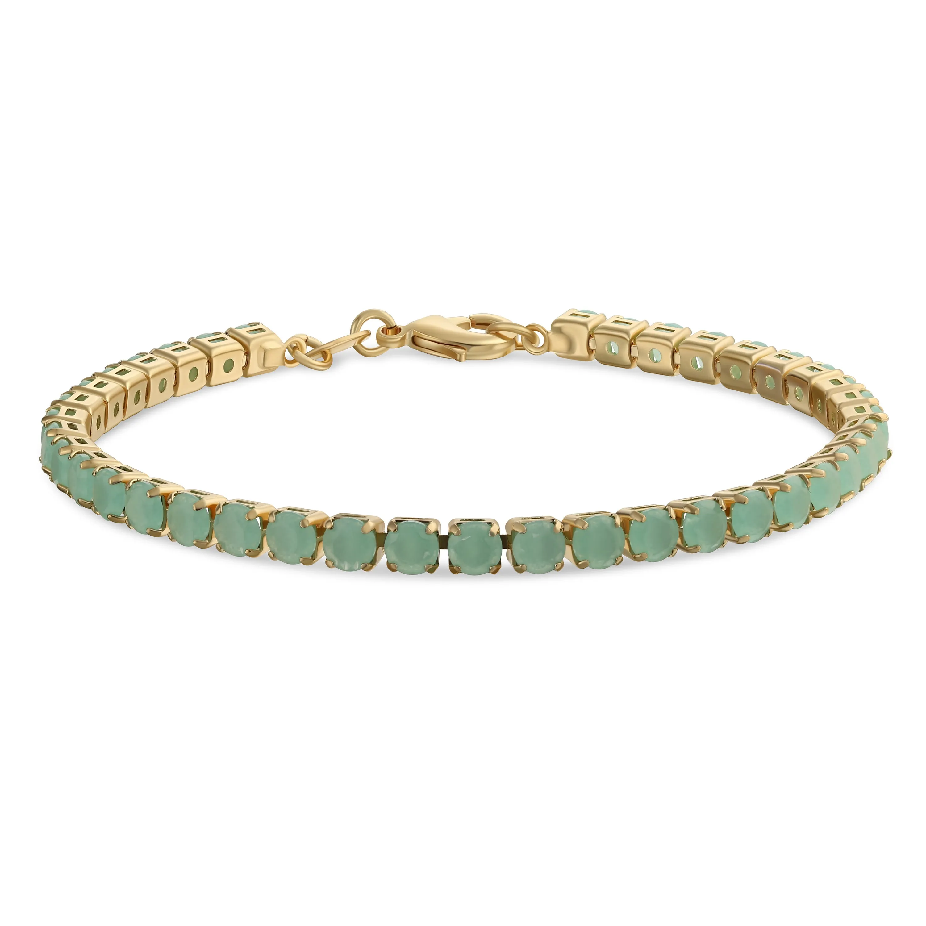 Classic 12CTW Blue CZ Tennis Bracelet 14K Gold Plated 7.5 Inch