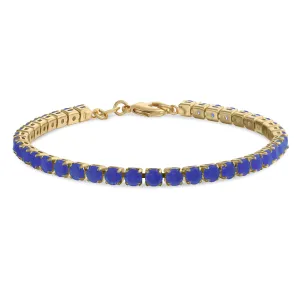 Classic 12CTW Blue CZ Tennis Bracelet 14K Gold Plated 7.5 Inch
