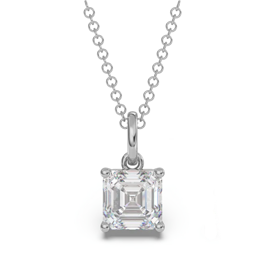 Classica VVS1 Asscher Cut Moissanite Solitaire Necklace