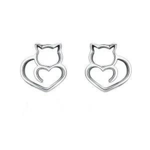 Classy Cat Heart Stud Earrings