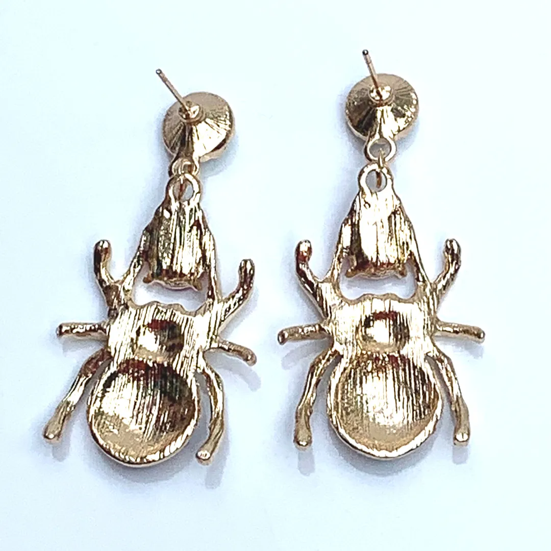 Colorful Rhinestone Spider Earrings