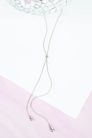 Crystal Avenue Silvertone Teardrop Slider Necklace