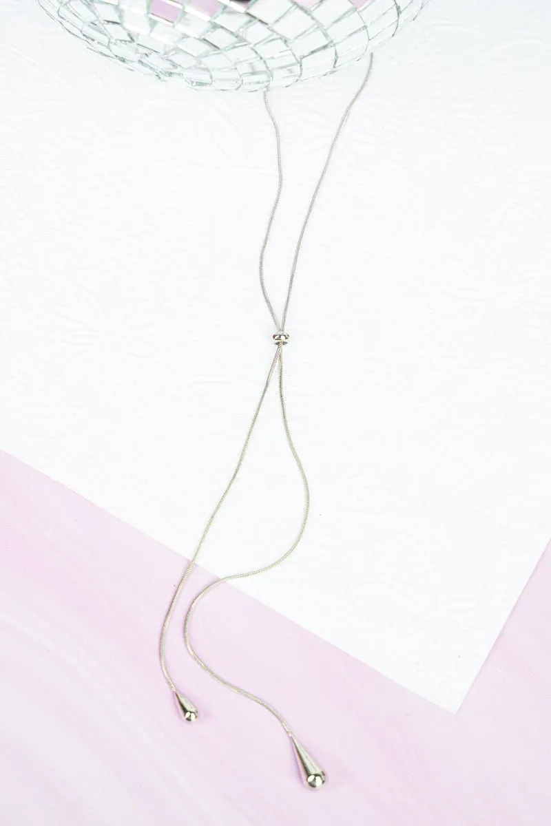 Crystal Avenue Silvertone Teardrop Slider Necklace