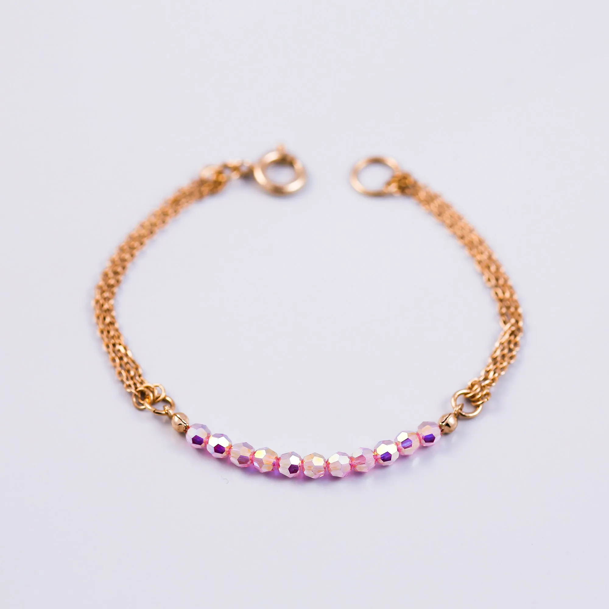 Crystal Bead Bracelet Gold & Light Rose AB