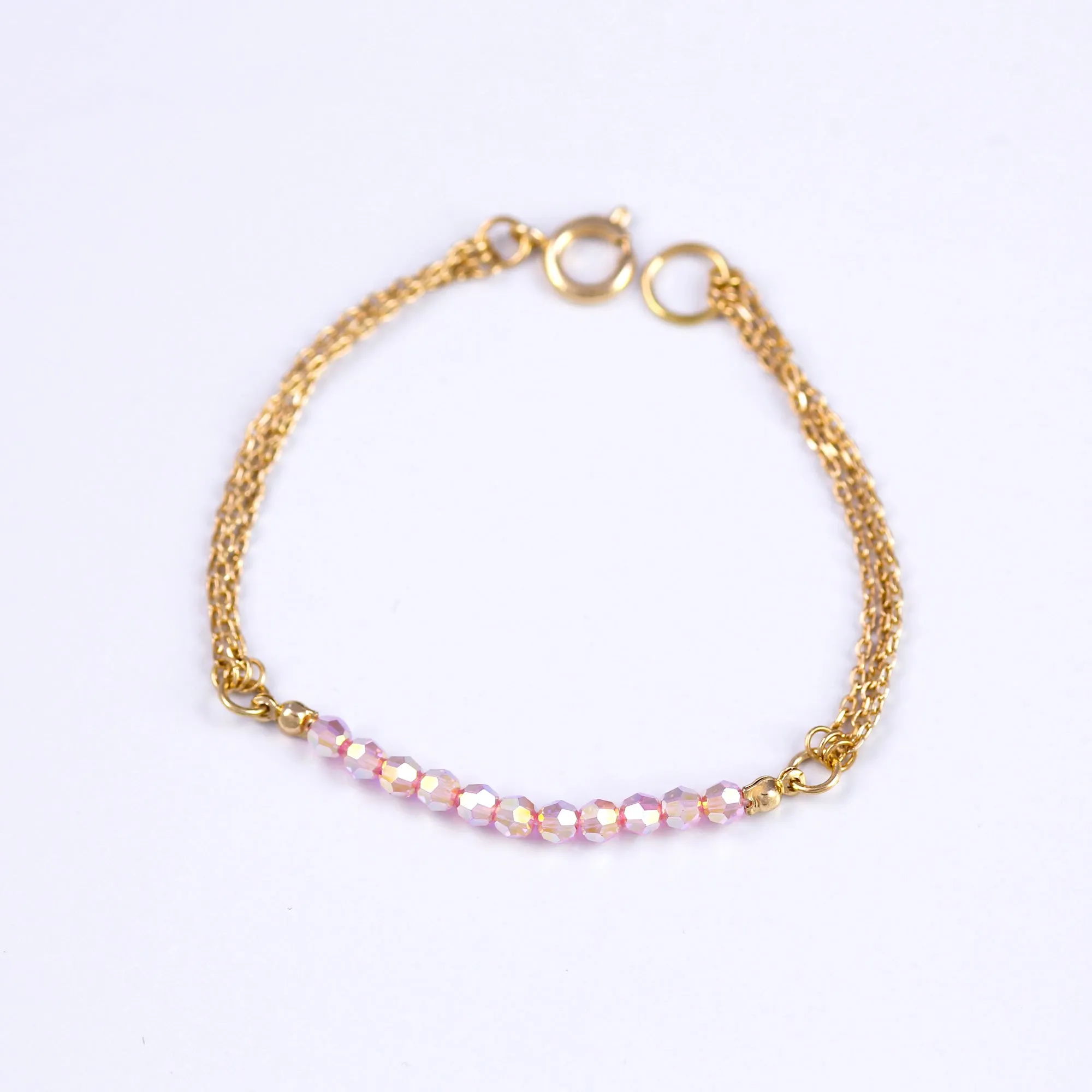 Crystal Bead Bracelet Gold & Light Rose AB