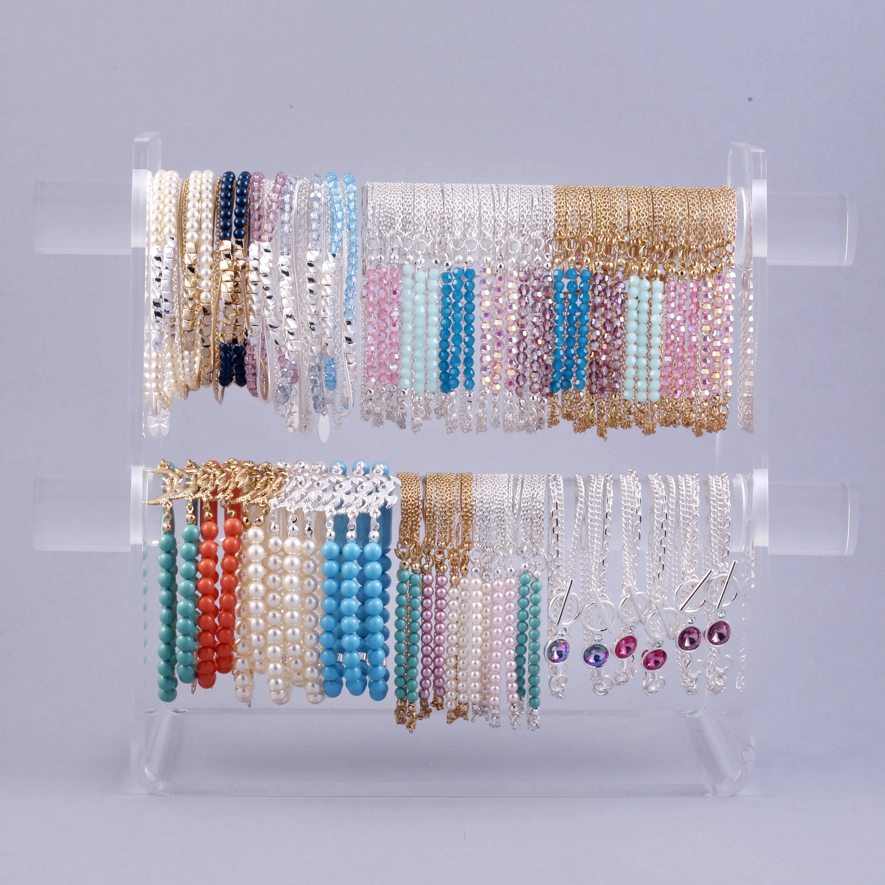Crystal Bead Bracelet Gold & Light Rose AB