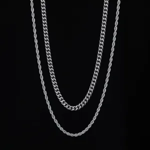 Cuban Link  Rope Chain Stack - Silver RG132 RG123