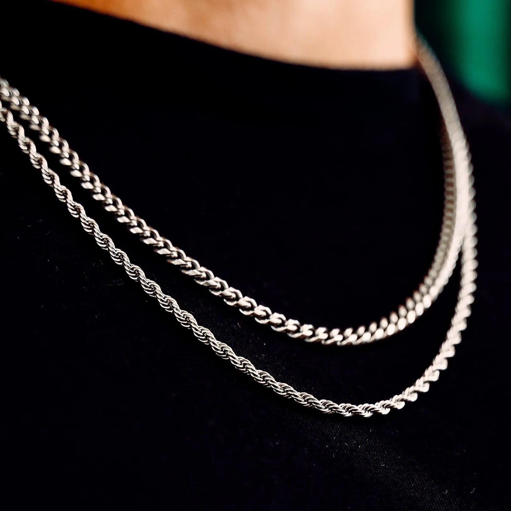 Cuban Link  Rope Chain Stack - Silver RG132 RG123