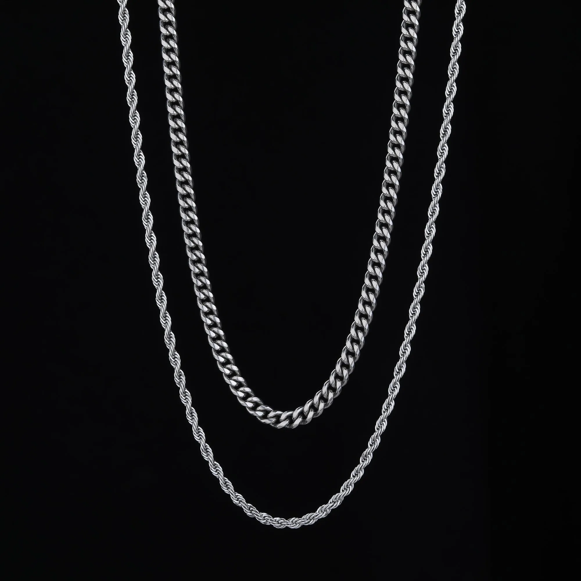 Cuban Link  Rope Chain Stack - Silver RG132 RG123